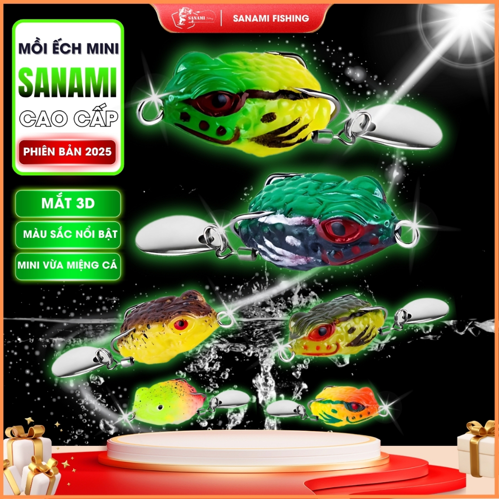 Mồi Câu Cá Giả Tokugawa Hình Ếch Nhảy Mini 2.5cm / 3g  Có Móc Kép MO32