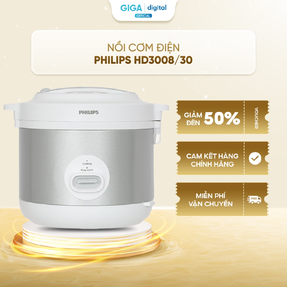 Nồi cơm điện nắp gài Philips 1.8 lít HD3008/30 - Công suất 780W