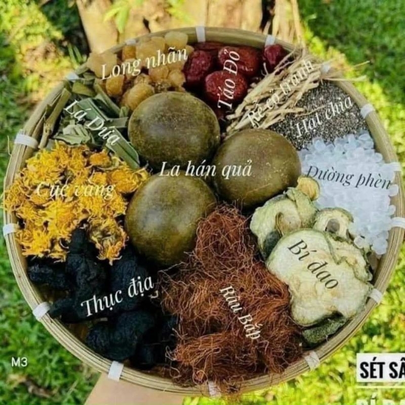   tặng đường phèn  Set Sâm Bí Đao Táo Đỏ Hạt Chia 12 Vị nấu 10 lít nước 