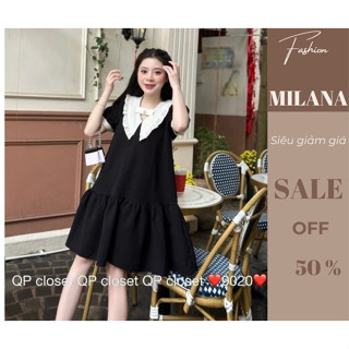 Đầm Babydoll, Váy bầu xinhThiết Kế Cổ Phối Bèo From Rộng Dáng Dài Chất Đũi Bầu bí mặc thoải mái