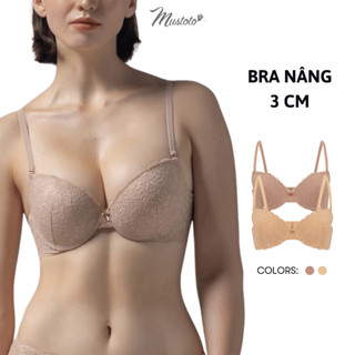 Áo Lót Bra Mustoto Ren Nâng Vừa 3cm Có Gọng Mặc Áo Dài (MA02)