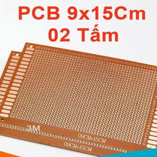 Bộ 2 Tấm PCB Phíp Đồng Đục Lỗ 9x15Cm ( nâu )