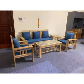 Ghế sofa gỗ sồi nga tự nhiên, kiểu dáng đối thanh lịch cho phòng khách, giá rẻ màu sắc tùy chọn - bàn ghế phòng khách