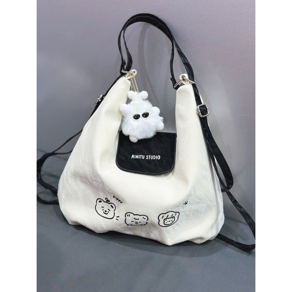 Túi xách Tote nữ họa tiết gấu dễ thương thiết kế trẻ trung phong cách Hàn Quốc,  Balo nhung đa năng thời trang _ TD083 | BigBuy360 - bigbuy360.vn