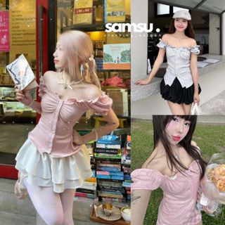 Áo Trễ Vai Kiểu Nữ Tay Bồng Có Dây Thắt Eo Mùa Hè Chất Lông Thỏ Co Dãn Samsu.clothing_saigon