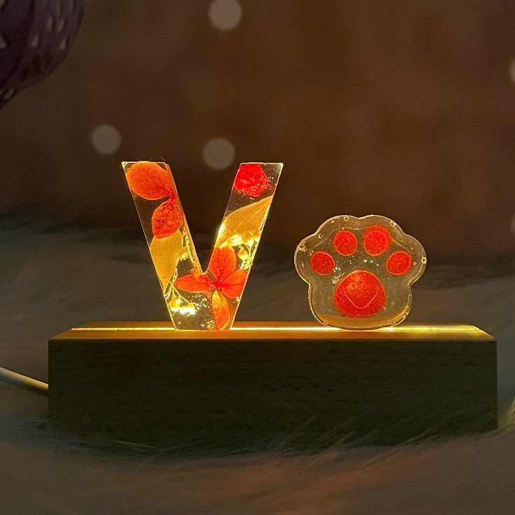 Đèn ngủ hoa khô, đèn led trang trí , đèn decor phòng ngủ chill theo yêu cầu 1 chữ cái
