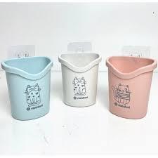 #Tiện ích# Cốc cắm bàn chải, gương lược dán tường có lỗ thát nước- Cốc dính tường tiện ích 6370-nhựa