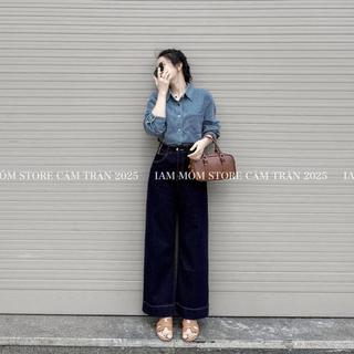  Quần jean suông xanh than Denim  kem  vải đẹp  dài 97 102cm cực hot  #7992  AN TÂY STORE68  