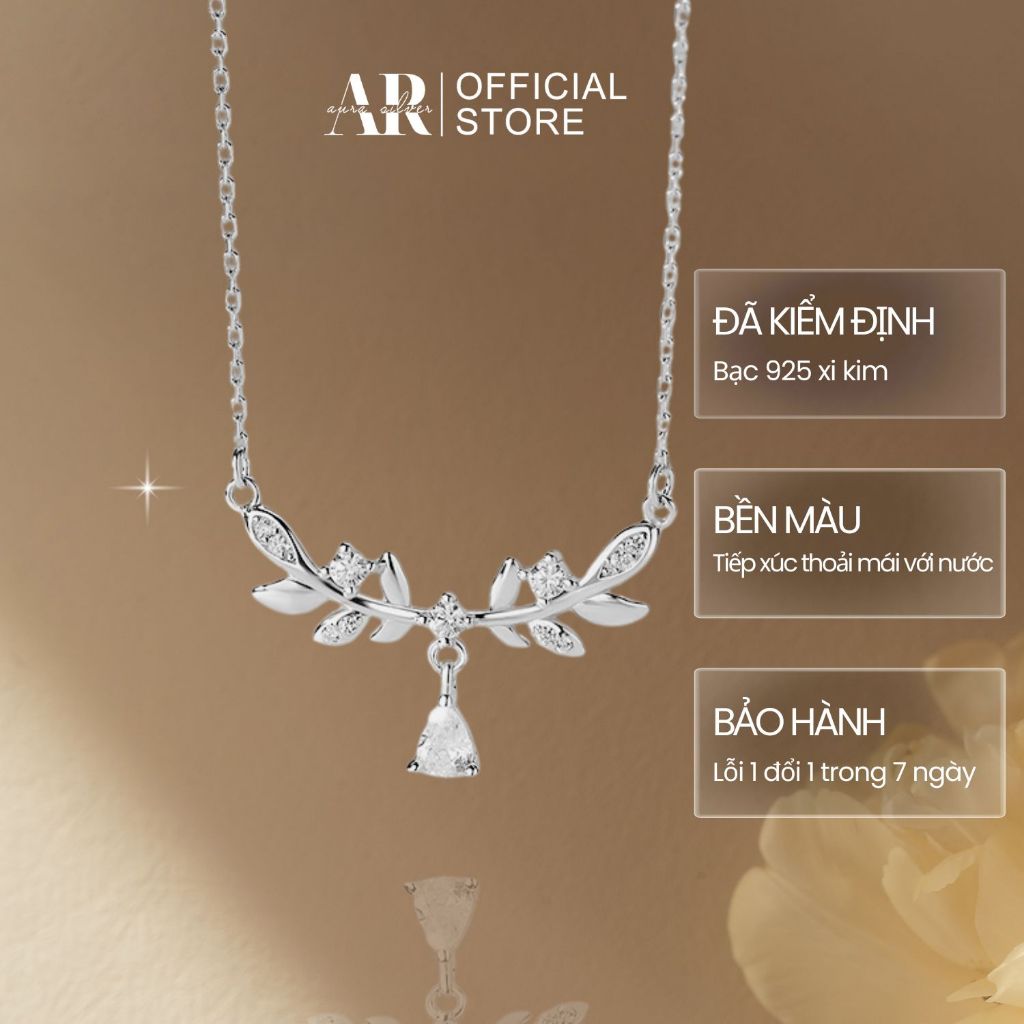 Dây chuyền bạc nữ 925 xi bạch kim vòng cổ Olive-Aura Silver-DC40