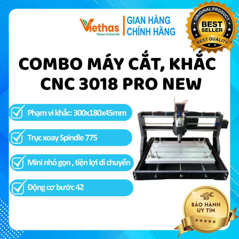 Combo Máy Cắt, Khắc Chuyên Dụng CNC 3018 Pro New + Laser tùy chọn