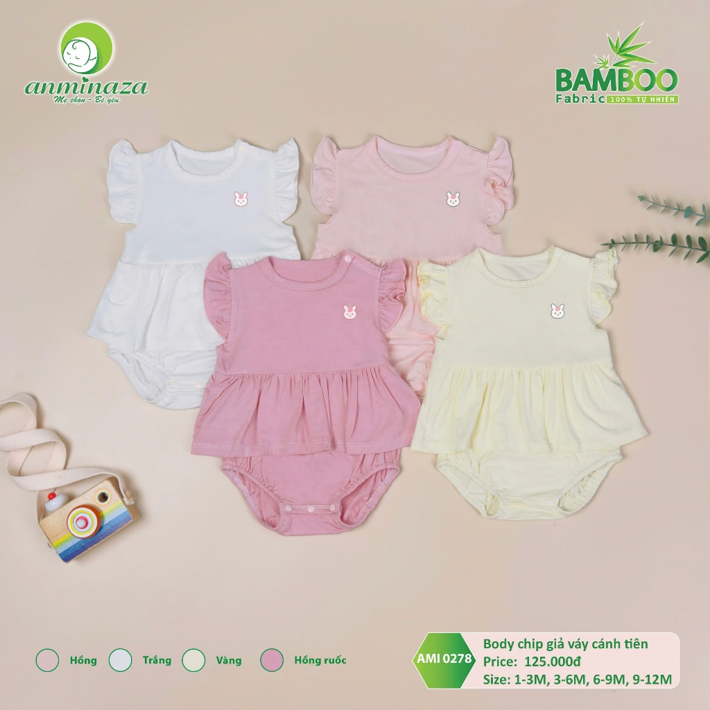Bodychip Giả Váy Cánh Tiên Aminaza Bé Gái Size 3-10kg