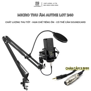 Mic Livestream, Mic hát Karaoke AUTNE HTLCA chất lượng thu tốt, micro thu âm có dây cho máy tính PC laptop điện thoại