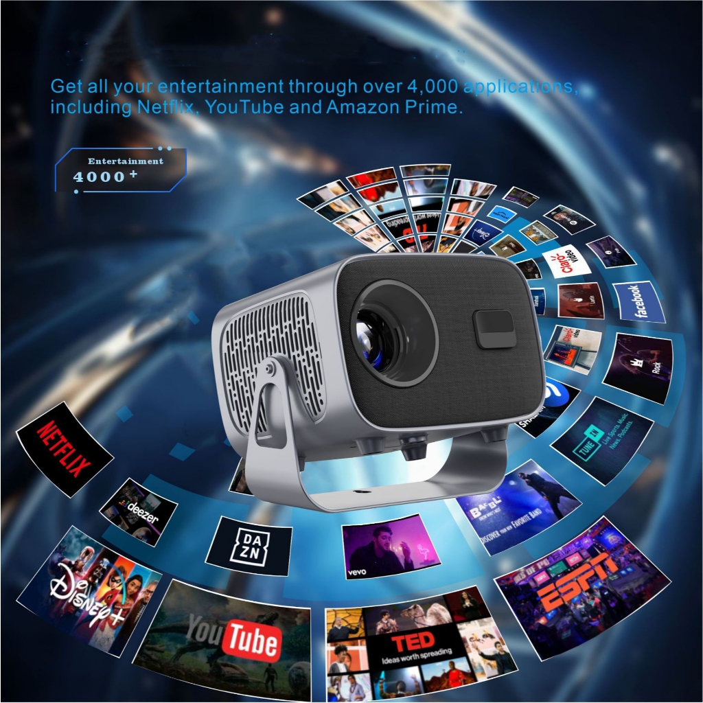 Máy chiếu mini P19/A10 Android 13 Full HD Điều chỉnh 360° độ sáng cao, kết nối wifi, bluetooth, điện thoại Laptop | BigBuy360 - bigbuy360.vn