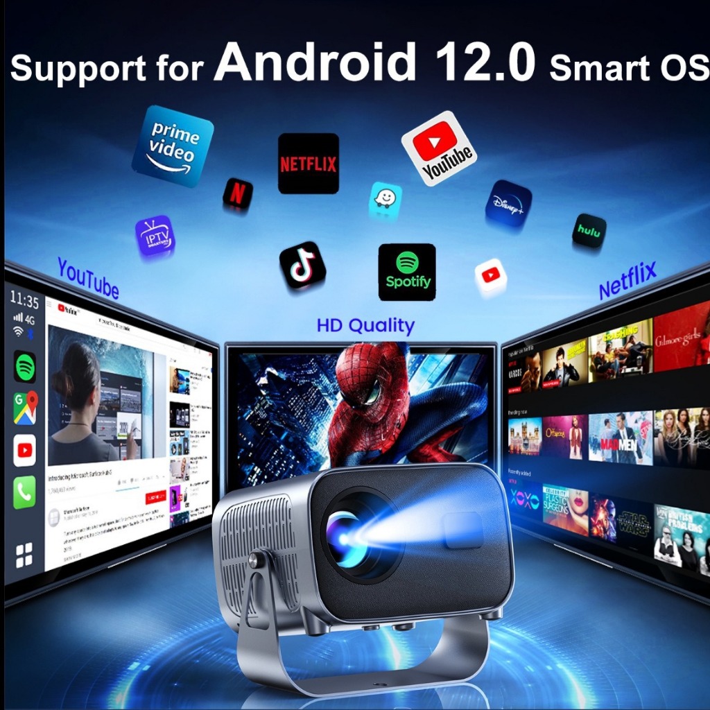 Máy chiếu mini P19/A10 Android 13 Full HD Điều chỉnh 360° độ sáng cao, kết nối wifi, bluetooth, điện thoại Laptop | BigBuy360 - bigbuy360.vn