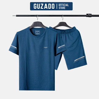 Bộ Quần Áo Nam GUZADO Vải Thun Lạnh, Co Giãn, Thấm Hút Tốt, Mẫu Thể Thao, Mặc Nhà Thoải Mái GBH01
