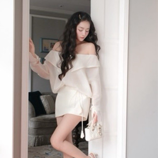  H2STORE - ĐẦM TRỄ VAI BÈO NHÚN THẮT EO NIA - H26512 