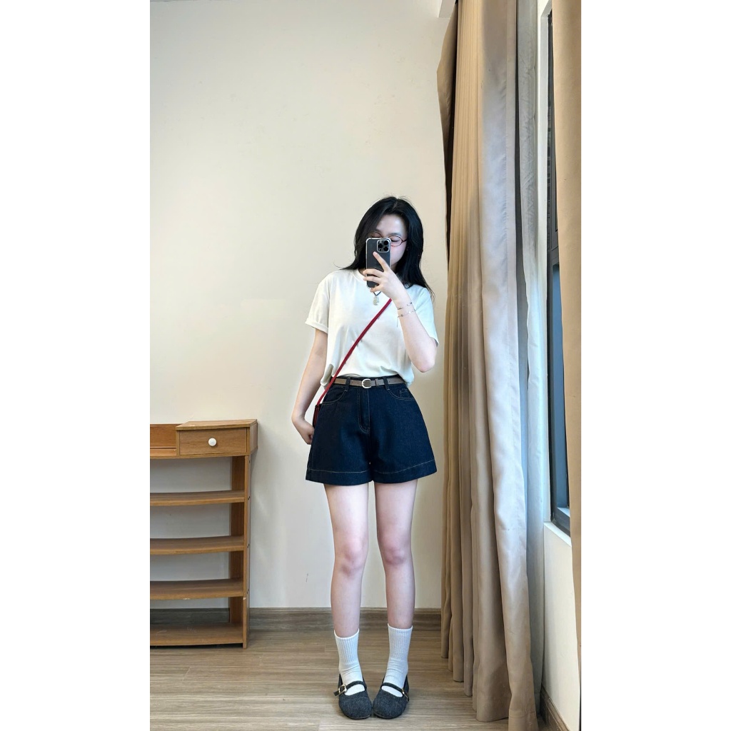 Quần Short Jeans Chỉ Nổi Màu Xanh Than Basic Cá Tính Quansooc7936 | BigBuy360 - bigbuy360.vn