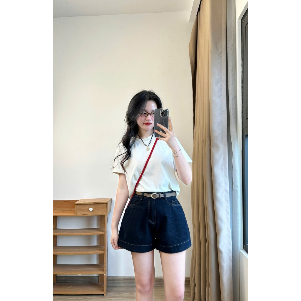 Quần Short Jeans Chỉ Nổi Màu Xanh Than Basic Cá Tính Quansooc7936 | BigBuy360 - bigbuy360.vn