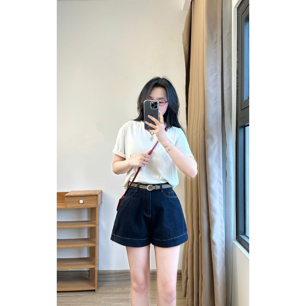 Quần Short Jeans Chỉ Nổi Màu Xanh Than Basic Cá Tính Quansooc7936 | BigBuy360 - bigbuy360.vn