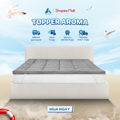 Nệm Topper Aroma, Dày 5cm và 10cm, Bồng Bềnh, Êm Ái, Tăng Độ Êm Ái Cho Nệm, Giao Màu Ngẫu Nhiên