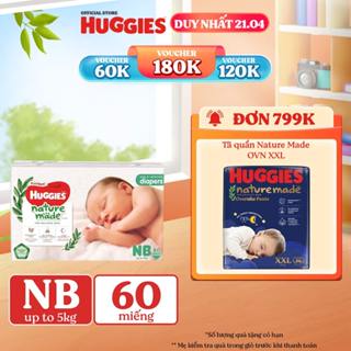 Tã Dán Huggies Platinum Nature Made Size NB60/S82/M64/L54/XL44/XXL36