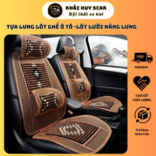  Tựa Lưng Lót Ghế Ô Tô Đan Xen Hạt Gỗ Giúp Massage Lưng Lưu Thông Máu - Lót Lưới Nâng Lưng Hạt Gỗ 