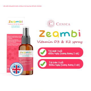 Vitamin D3K2 Zeambi dạng xịt, Chai 15ml - Bổ sung D3 và K2 cho trẻ