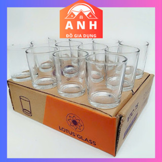  Bộ 12 cốc uống trà nóng thủy tinh LOTUS GLASS VTC75 in táo xanh đỏ  trong suốt,cao cấp 