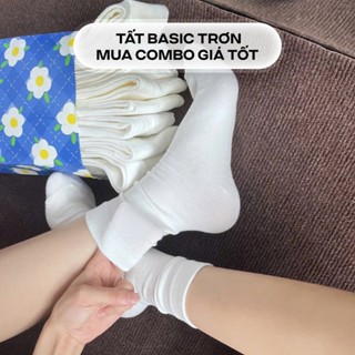 [ 100% COTTON CO GIÃN - BẢN MỚI NHẤT ] Tất basic trơn chất liệu cotton mịn, mua combo giá tốt hơn mua lẻ - latlatclothin