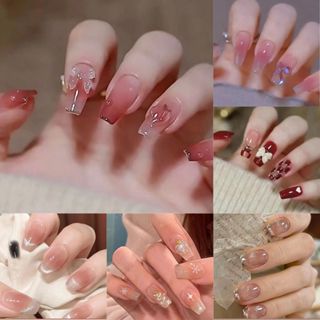  Nail box 24 móng màu Hàn Quốc Vớ Vui Vẻ model Z311 Z314 Z483 tự dán tại nhà an toàn móng thật 