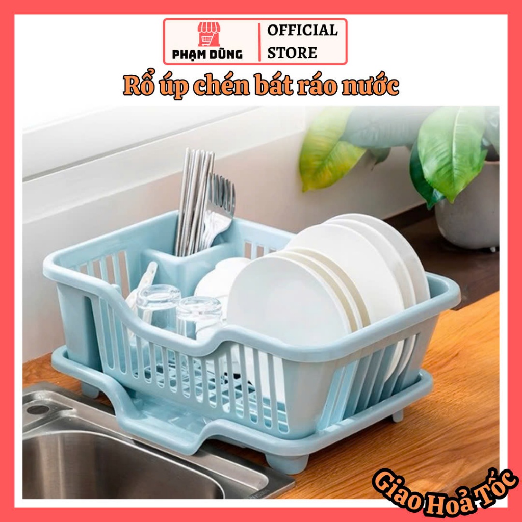 Rổ úp chén bát , khay đựng ly chén dĩa ráo nước tiện lợi Việt Nhật 3535