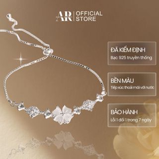 Lắc tay nữ bạc 925 vòng tay dây rút kiểu dáng bốn lá-AURASILVER-LT08