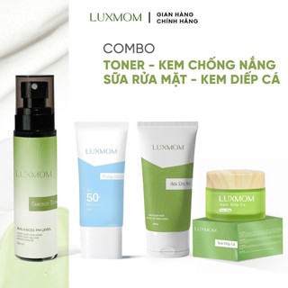  Bộ dưỡng da hoàn hảo Luxmom gồm Toner + Sữa rửa mặt + Kem chống nắng + Kem diếp cá - Dưỡng làm sạch và bảo vệ da an toà 