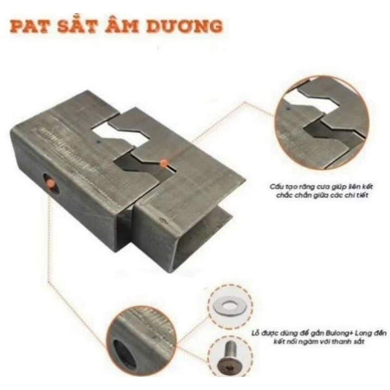 Hàng KHÍT. đẹp. Ngàm pát sắt âm dương lắp ráp bàn ghế xếp gọn loại ke góc bát 20x40 và 25x50. BAS