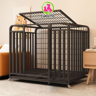 Chuồng chó lớn đến 40kg 3 MẶT NAN ỐNG 1.5cm Luna Pet CN10 - Chuồng lồng nuôi chó to có bánh xe