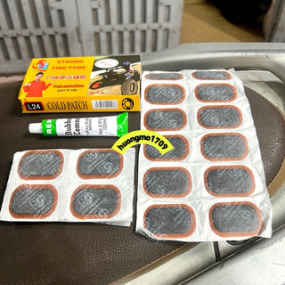 Miếng vá săm xe đạp, xe máy (Hộp bao gồm 1 tuýp keo+ 24 miếng vá)