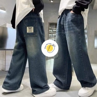 Quần Jean Suông Dài Túi Trắng Bé Trai Cao Cấp (20–52kg)