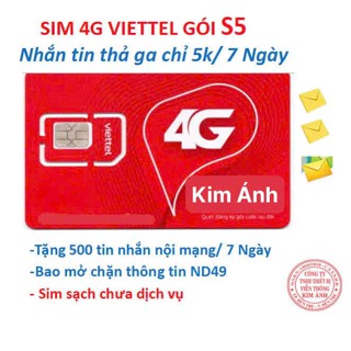 Sim sạch Viettel Telesale loại chưa dịch vụ GÓI S5 ƯU ĐÃI 500 SMS MIỄN PHÍ CHỈ 5K/7 NGÀY, Miễn phí tin nhắn