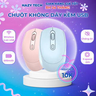 Chuột Máy Vi Tính Laptop Không Dây Slient Chống Ồn Tích Hợp USB, Chuột Văn Phòng Nhỏ Gọn