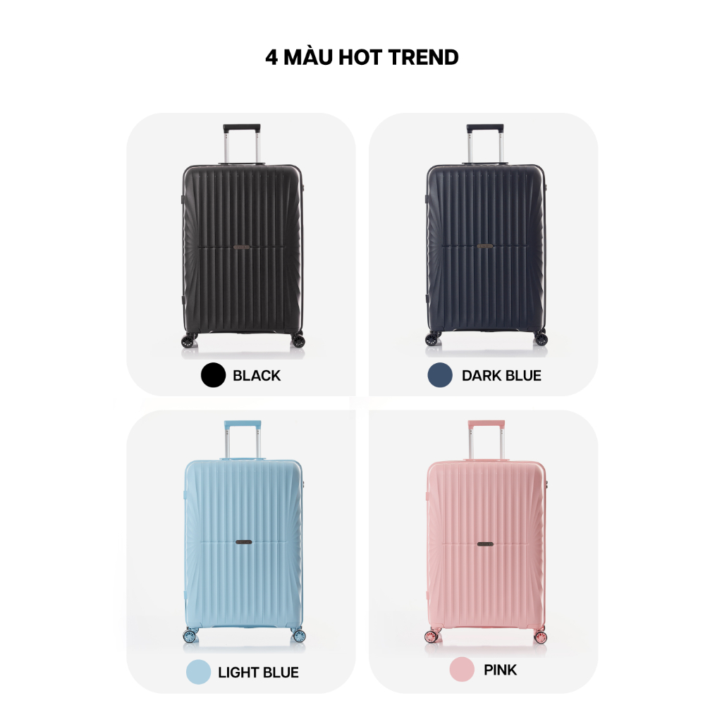  Vali Kéo MIAvn Larita JUDEN - Size 28 Inch Nhựa PP Dẻo Siêu Bền Hạn Chế Bể Vỡ Bảo Hành Trọn Đời 