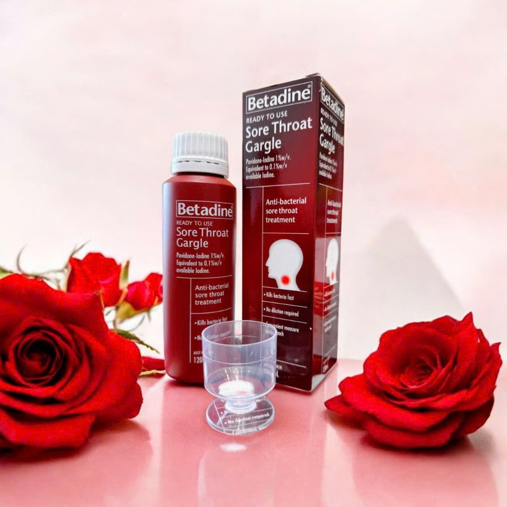 Betadine Úc 120ml – Nước súc họng diệt khuẩn hiệu quả, làm sạch họng, sát trùng cổ họng, giảm đau và