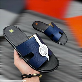 Sản Như ảnh . Dép nam chữ Hát xanh quai da thời trang nam nữ cao cấp full size 37 đến 44