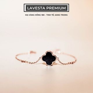  Lắc tay bạc nữ mạ vàng hồng 18K LAVESTA LAV136 Alice thiết kế mặt cỏ 4 lá tinh tế thanh lịch 