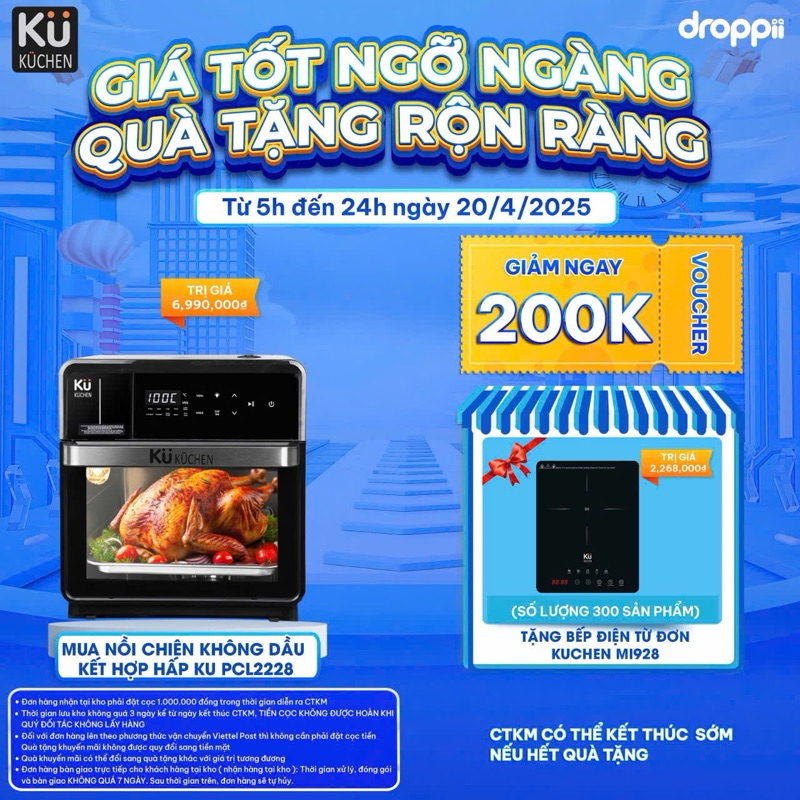 nồi chiên không dầu kết hợp hấp KUCHEN