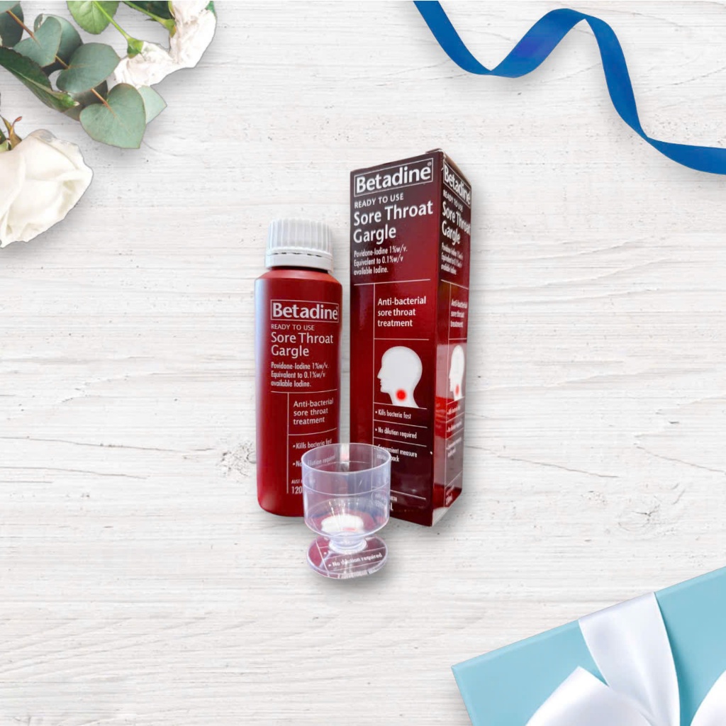 Betadine Mouth Gargle 120ml – Nước súc họng diệt khuẩn từ Úc, ngăn ngừa cảm cúm, viêm họng, giúp cổ 