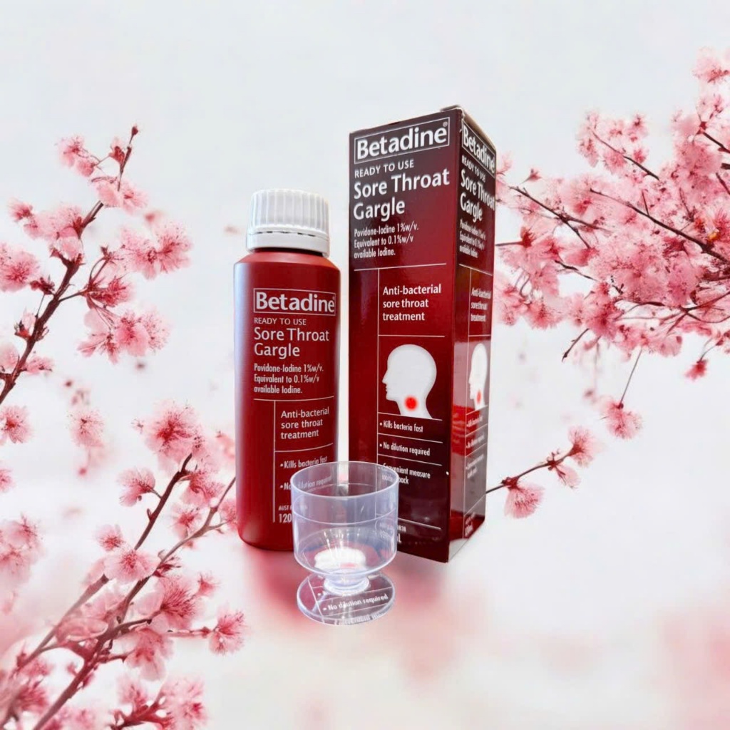 Nước súc họng Betadine 120ml – Sản phẩm kháng khuẩn từ Úc, giảm đau họng, rát họng, ngăn ngừa vi khu