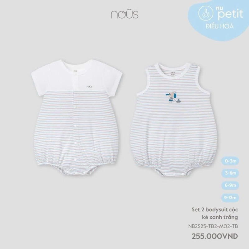 [NOUS] Body chip cho bé trai bé gái hãng nous set 2