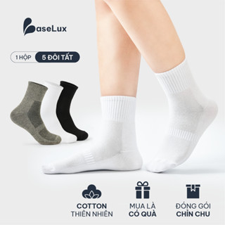  Tất nam cổ trung BaseLux tất cotton co giãn vớ nữ mềm mại thoáng mát tất đá bóng kháng khuẩn chống hôi chân 