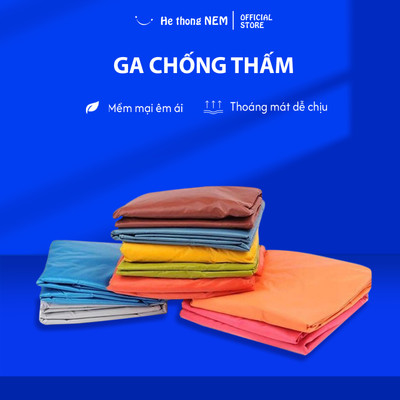 Ga Trải Giường Chống Thấm Poly He thong NEM Cao Cấp Trẻ Bọc Bảo Vệ Đệm Bo Chun Chống Thấm Nước Cho Bé 1m2 1m4 1m6 1m8