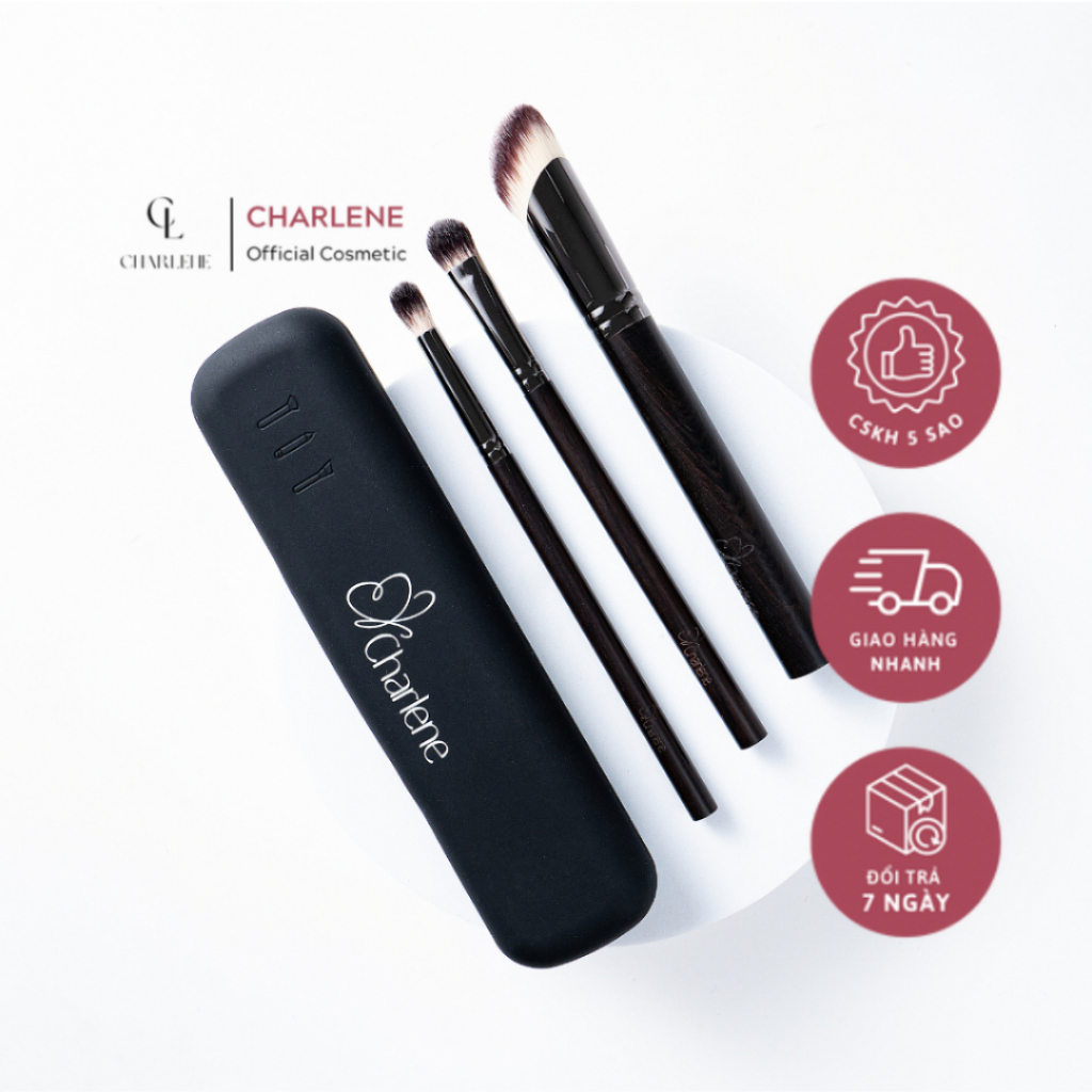Bộ cọ nền Charlene - Bộ cọ nền 3 cây Charlene - Bộ cọ makeup nền chuyên nghiệp Charlene - FREYJA.MAK